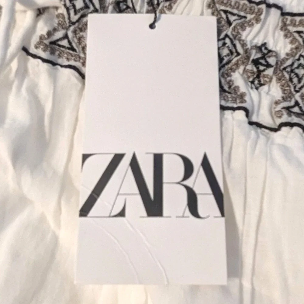 Zara Women White Embroidered Cotton Tiered Maxi Skirt XL 7521/280/712 Boho New